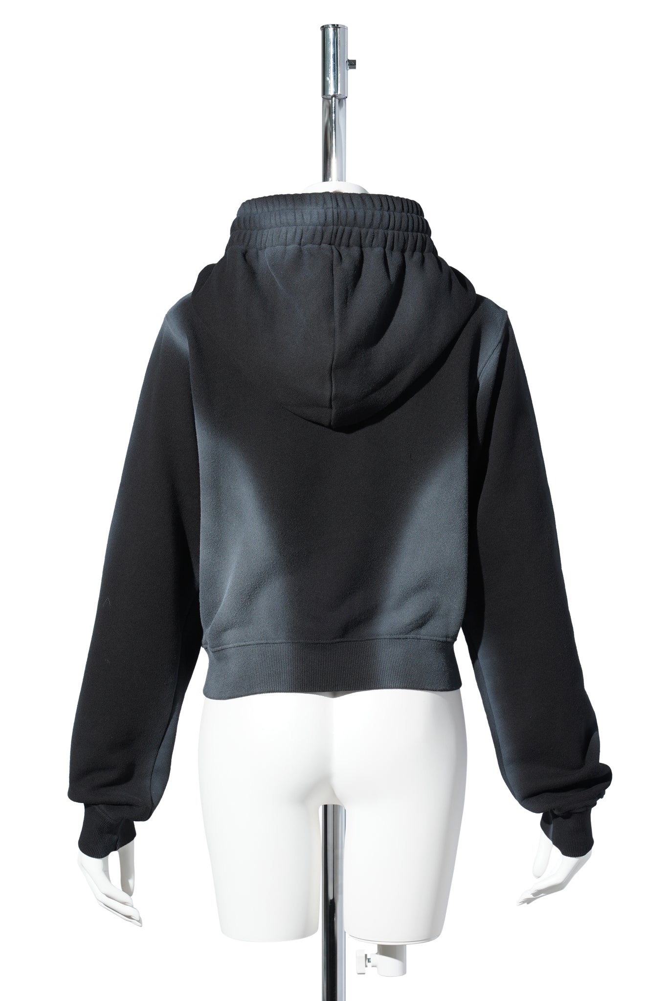 MOSS WASHED HOODIE ZIP UP / BLACK