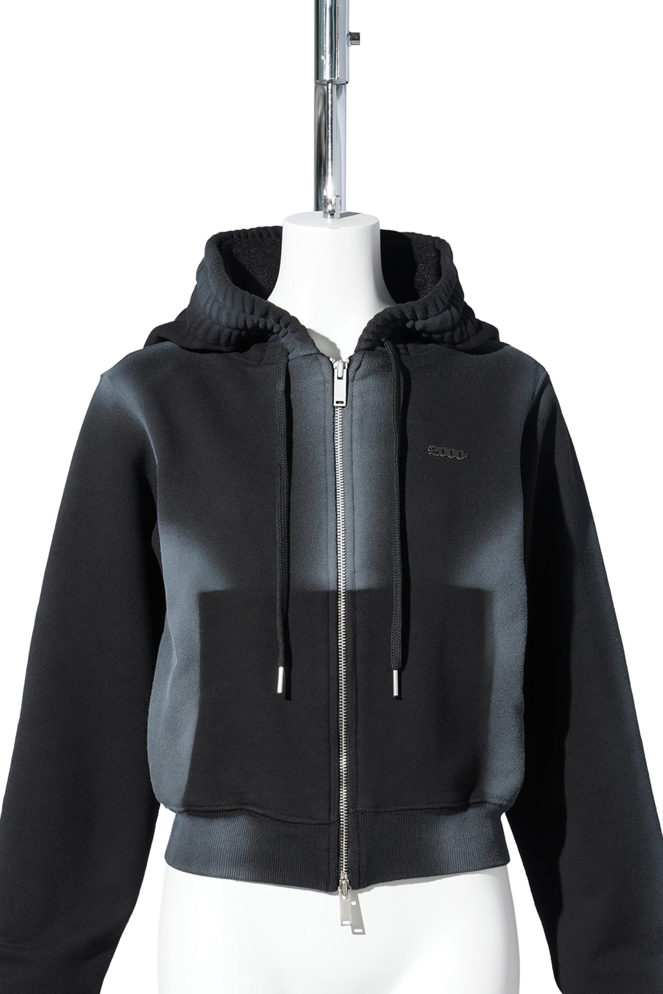 MOSS WASHED HOODIE ZIP UP / BLACK
