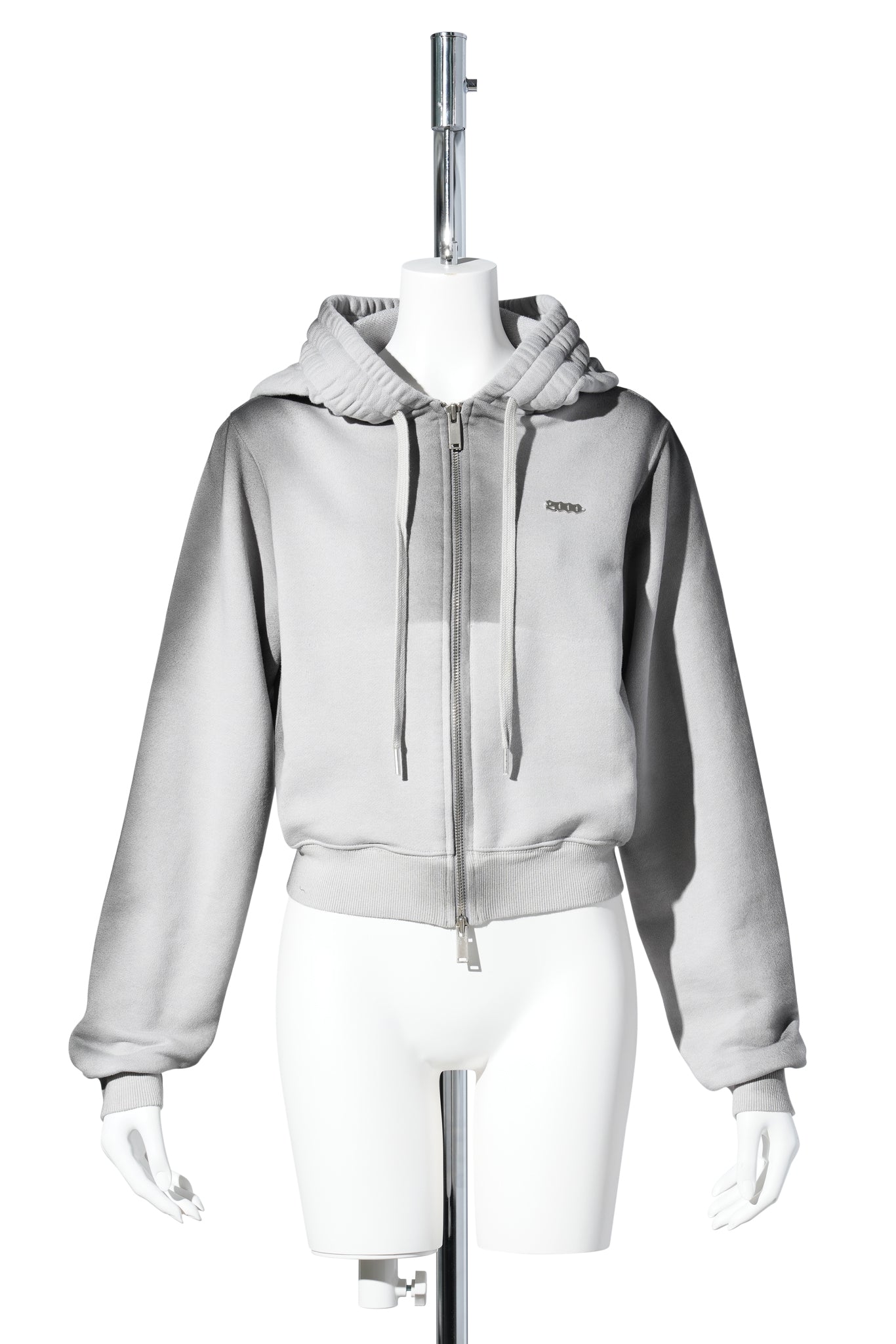 MOSS WASHED HOODIE ZIP UP / STONE GREY