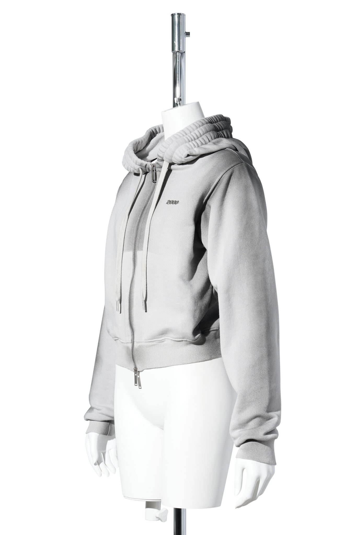 MOSS WASHED HOODIE ZIP UP / STONE GREY