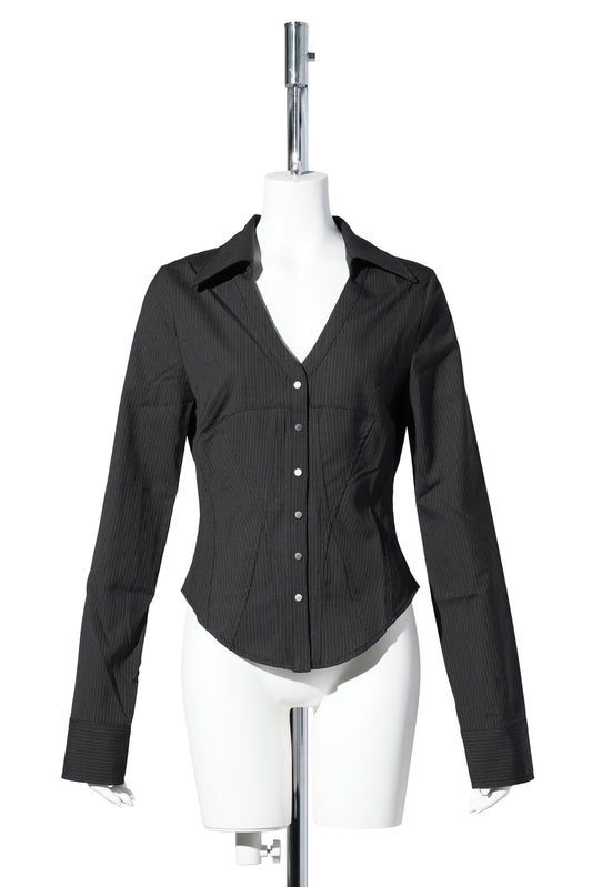 CANDICE CORSET SHIRT / BLACK STRIPE