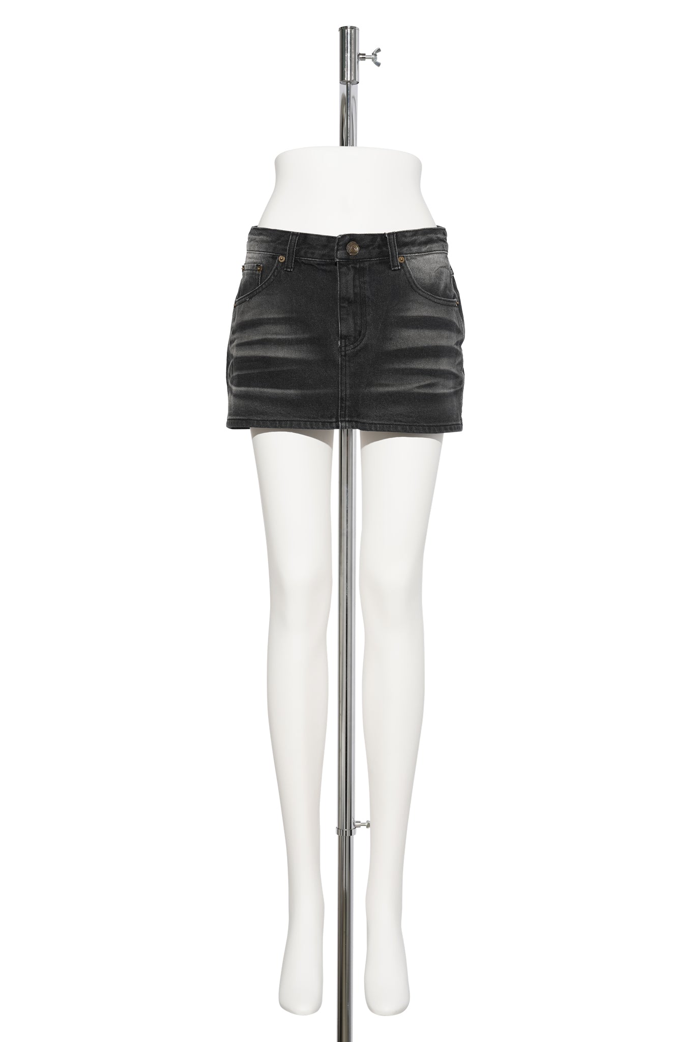 EMBOSSED DENIM SKIRT / BLACK