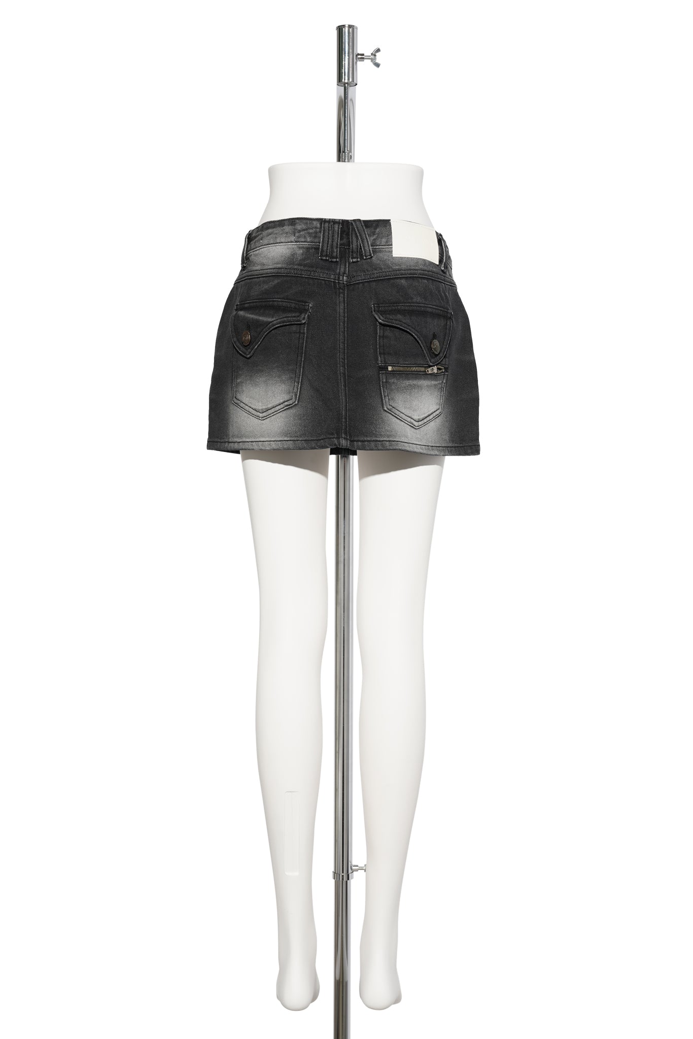 EMBOSSED DENIM SKIRT / BLACK