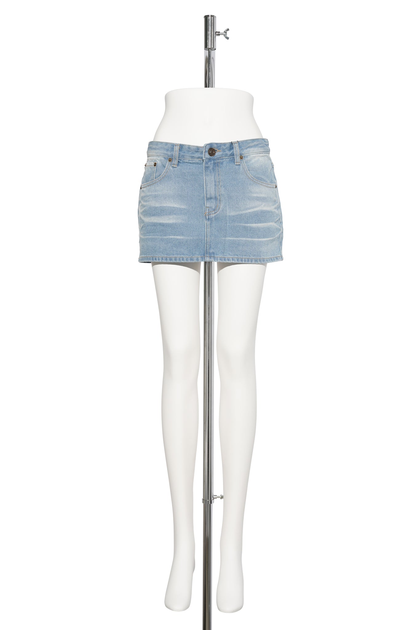 EMBOSSED DENIM SKIRT / ICE BLUE