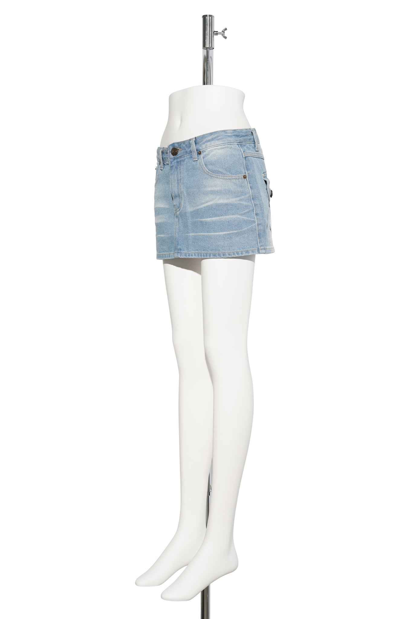 EMBOSSED DENIM SKIRT / ICE BLUE