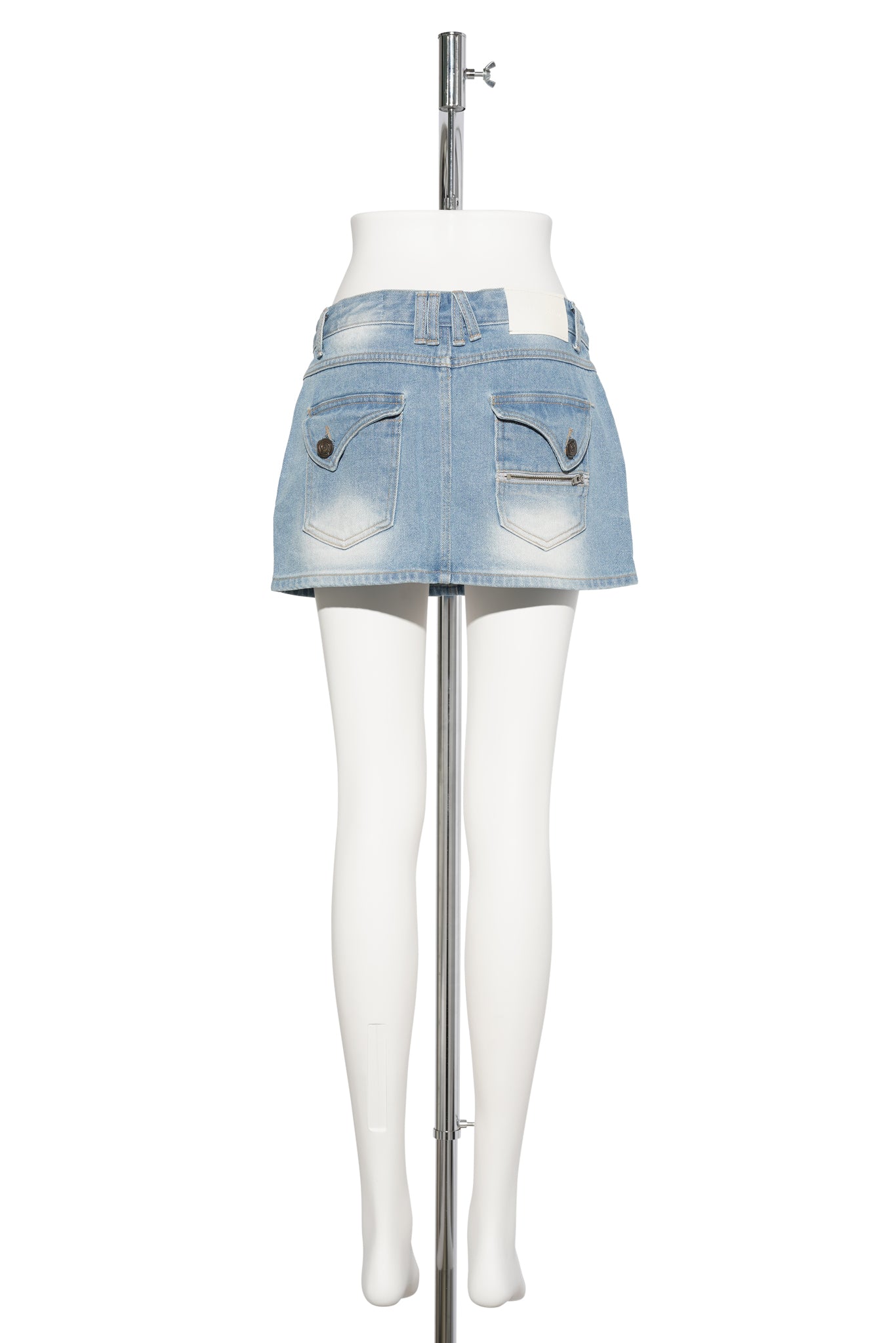 EMBOSSED DENIM SKIRT / ICE BLUE