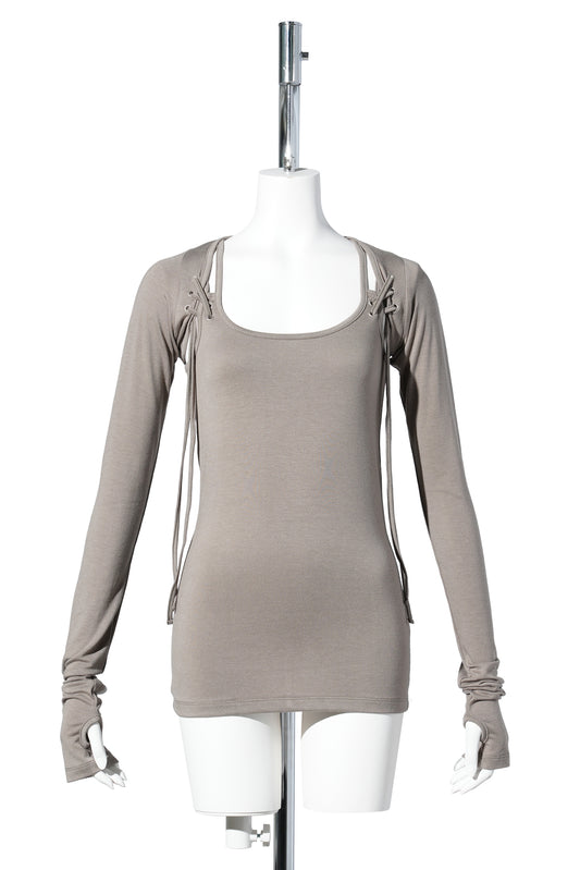 EYELET BOLERO SET-UP / TAUPE