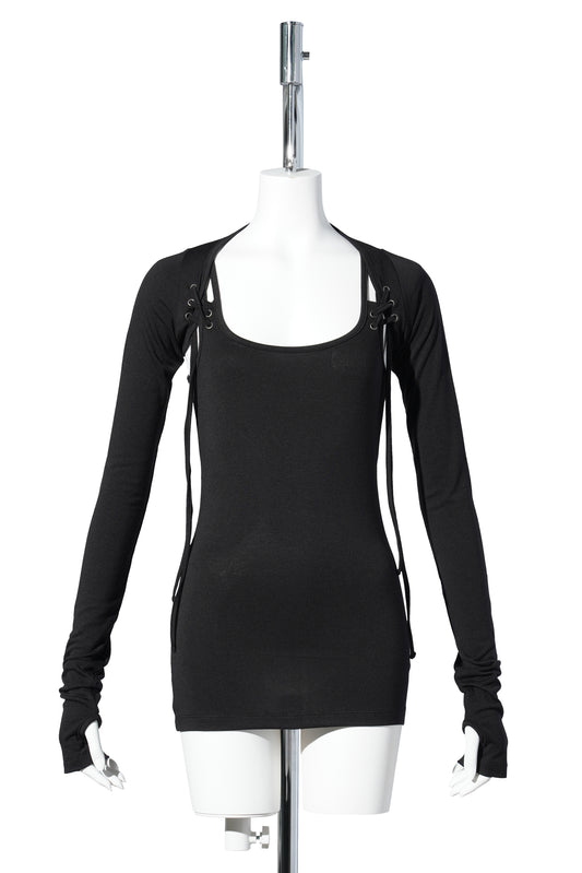 EYELET BOLERO SET-UP / BLACK