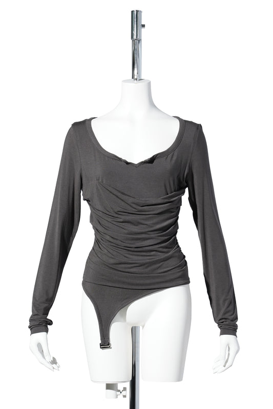 LEXI GARTER TOP / CHARCOAL