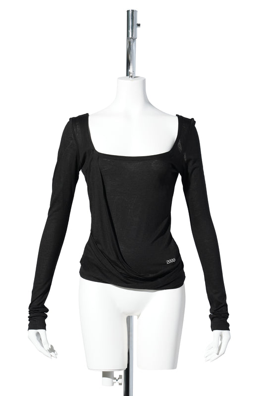 KAIA DRAPED TOP / BLACK