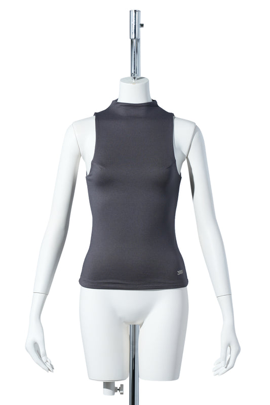 MOCK NECK CONTOUR TANK / CHARCOAL