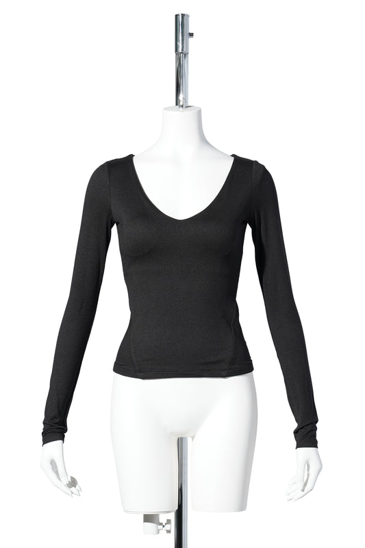 V NECK CONTOUR T / BLACK