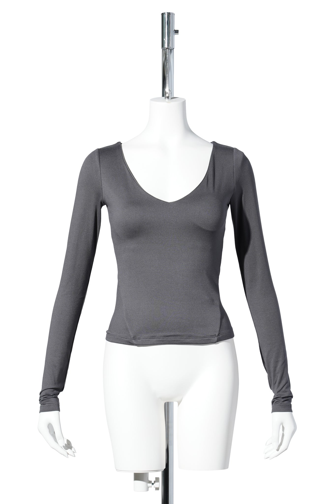V NECK CONTOUR T / CHARCOAL