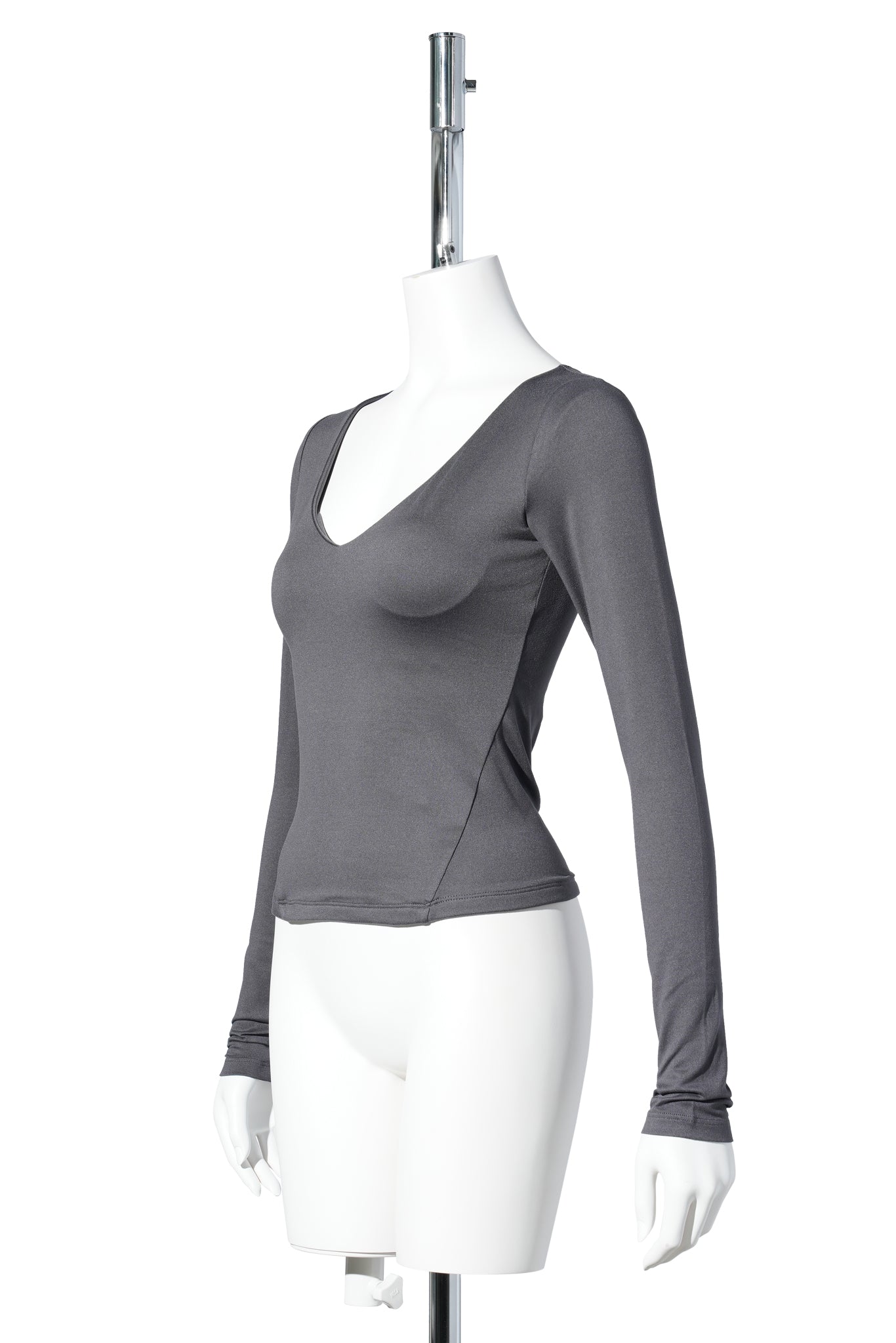 V NECK CONTOUR T / CHARCOAL