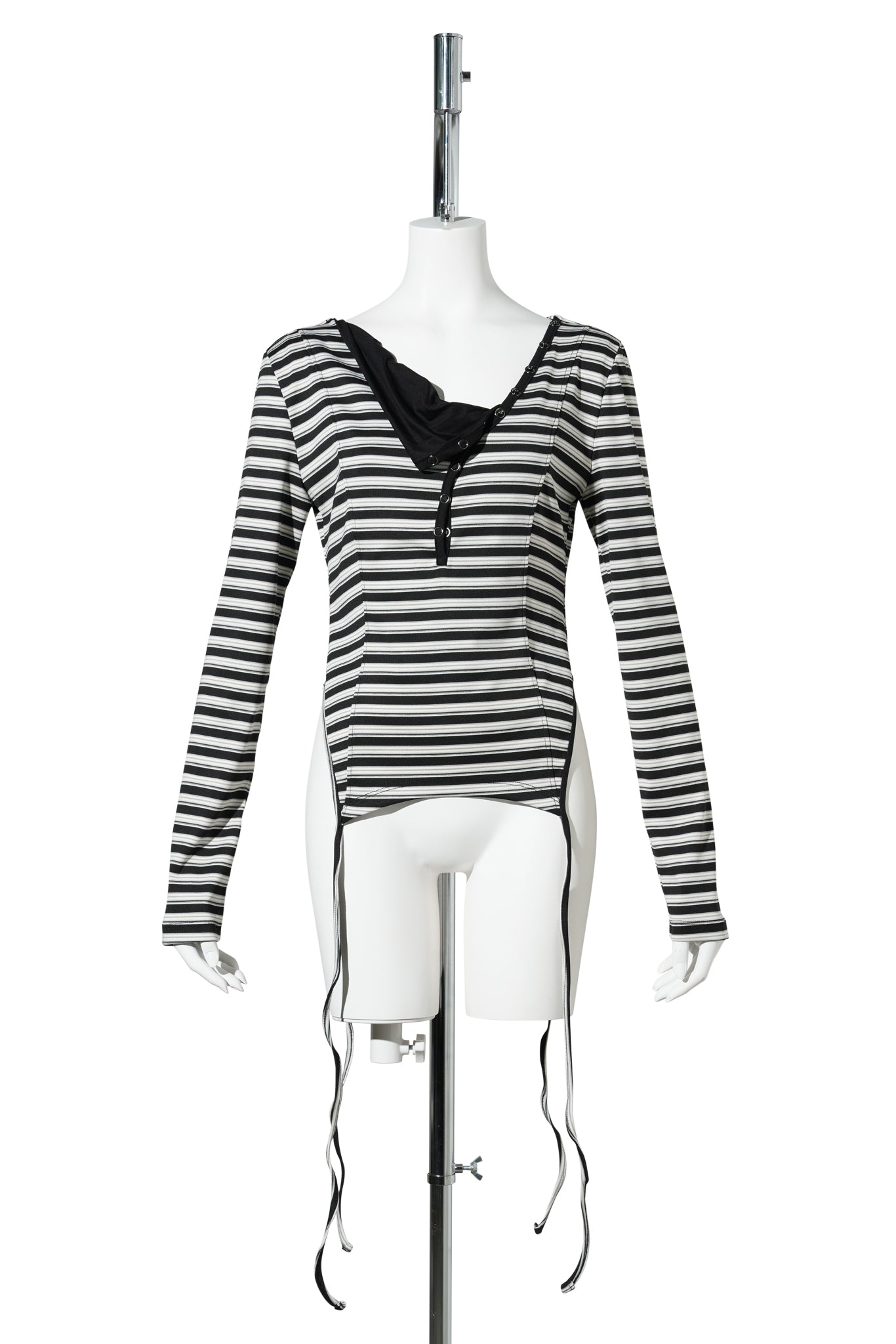 AGEL STRIPED GARTER TOP / BLACK