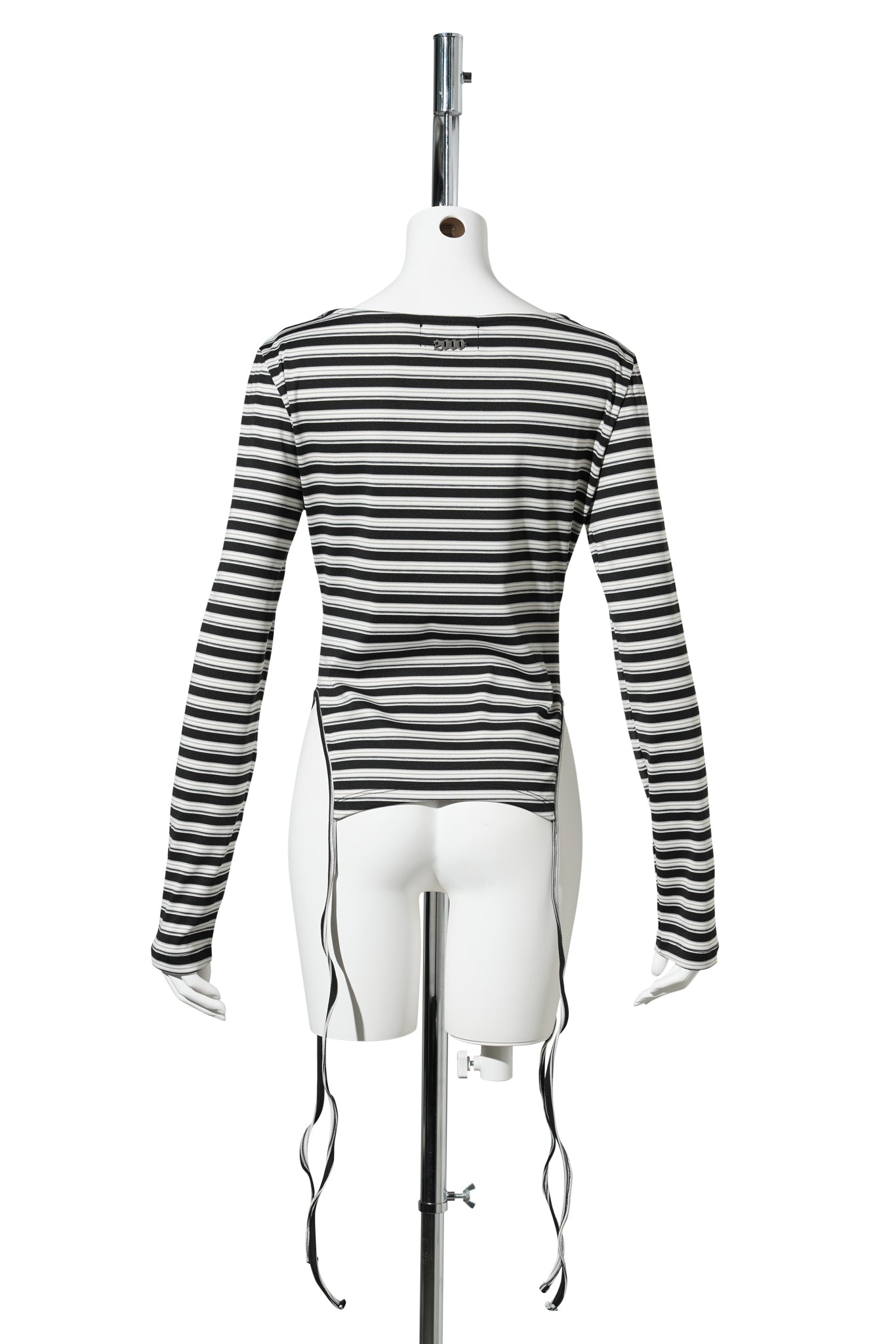 AGEL STRIPED GARTER TOP / BLACK