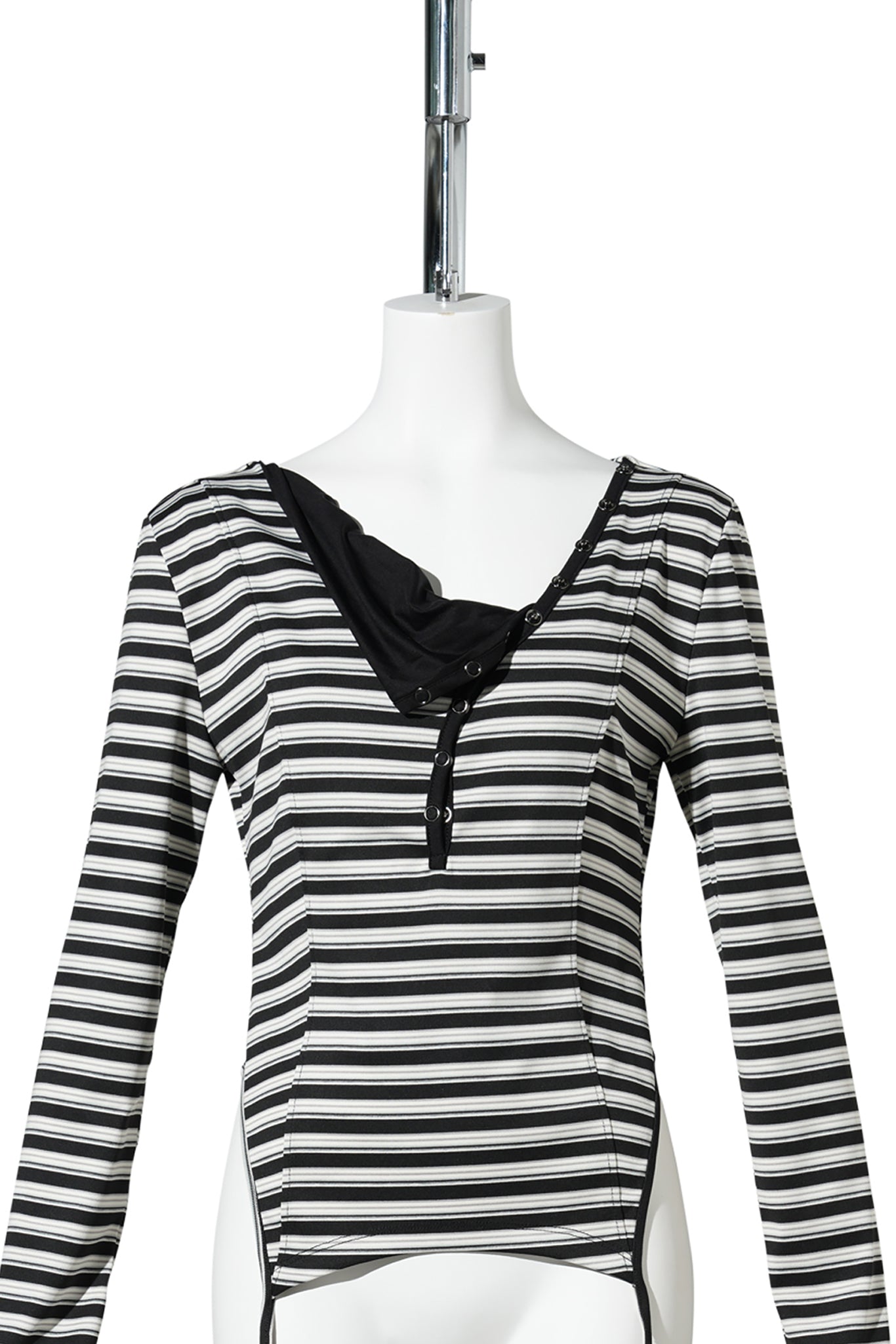 AGEL STRIPED GARTER TOP / BLACK