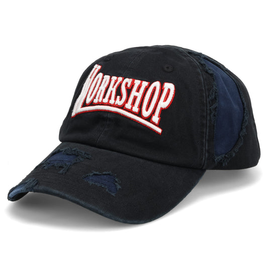 ''VICTOR'' DISTRESSED CAP / BLACK/DARK BLUE