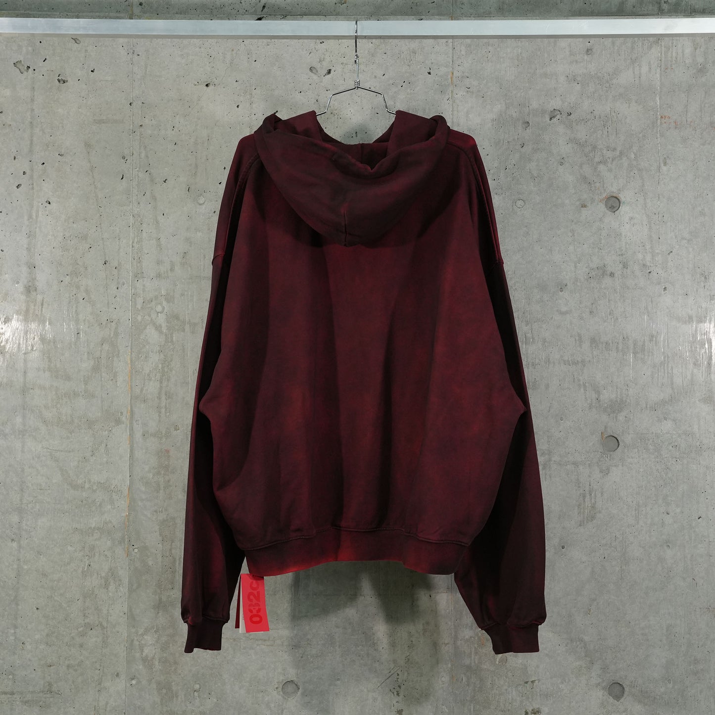 ''ICARUS WITH NO SUN'' BUBBLE HOODIE / STAINED RED