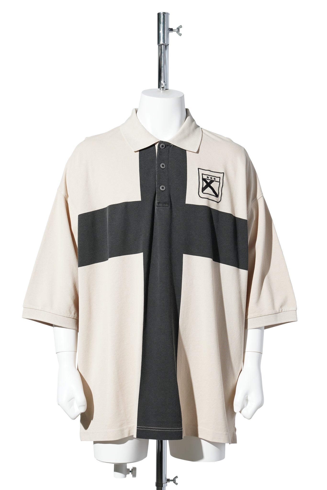 "FAINTING CROSS" OVERSIZED POLO SHIRT / SAND