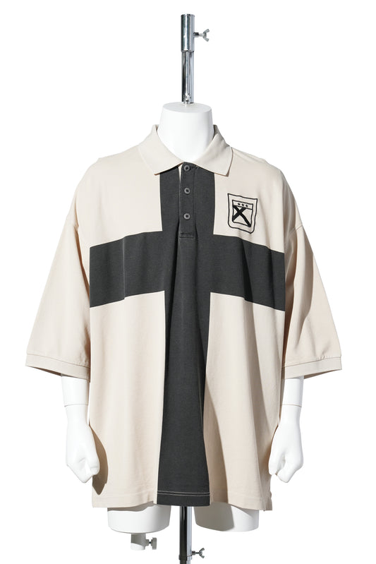 "FAINTING CROSS" OVERSIZED POLO SHIRT / SAND