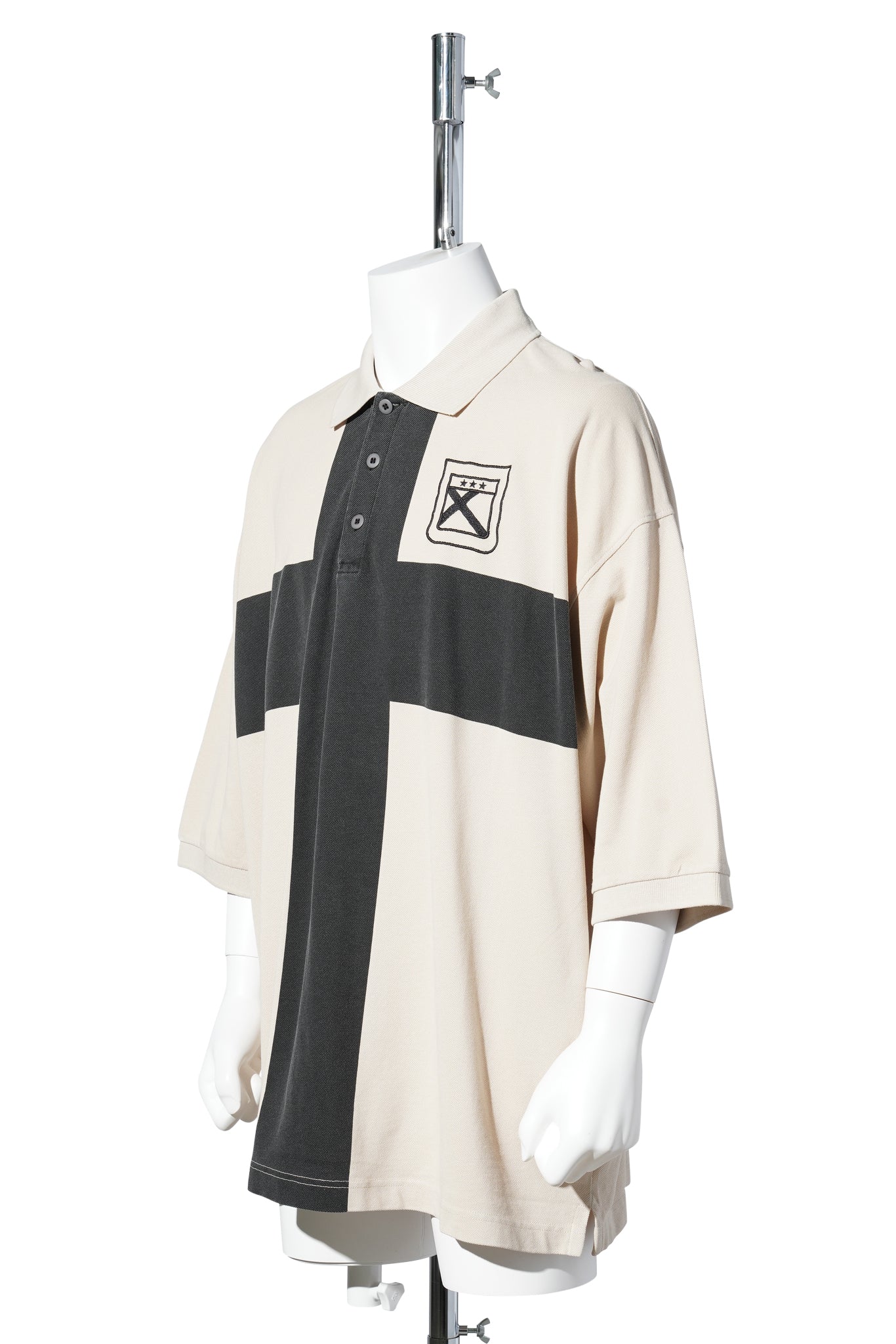 "FAINTING CROSS" OVERSIZED POLO SHIRT / SAND