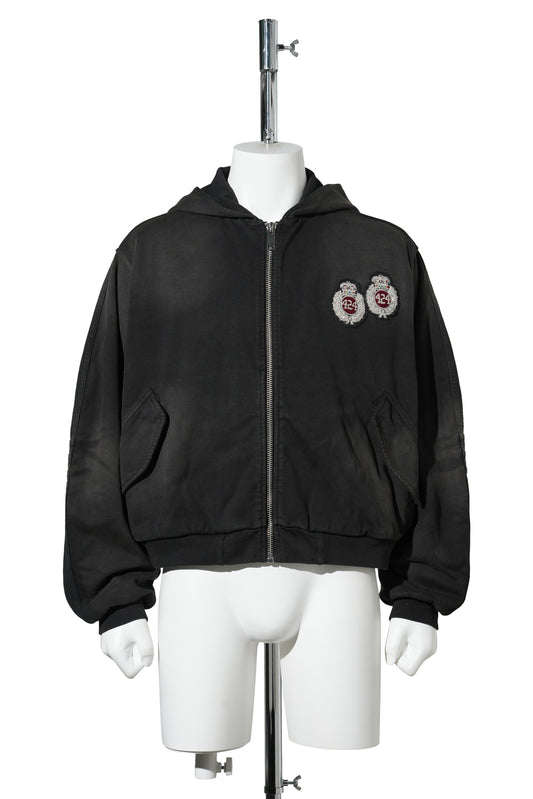 ACCADEMY HOODED BOMBER JERSEY / BLACK