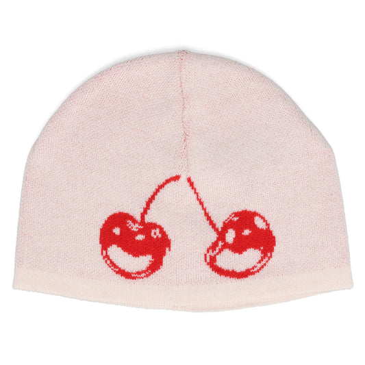 CHERRY KNIT BEANIE / WHITE