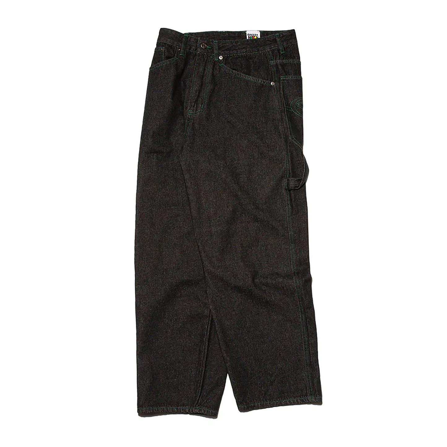 BRIEF CONTRAST STITCH CARGO JEANS / BLACK