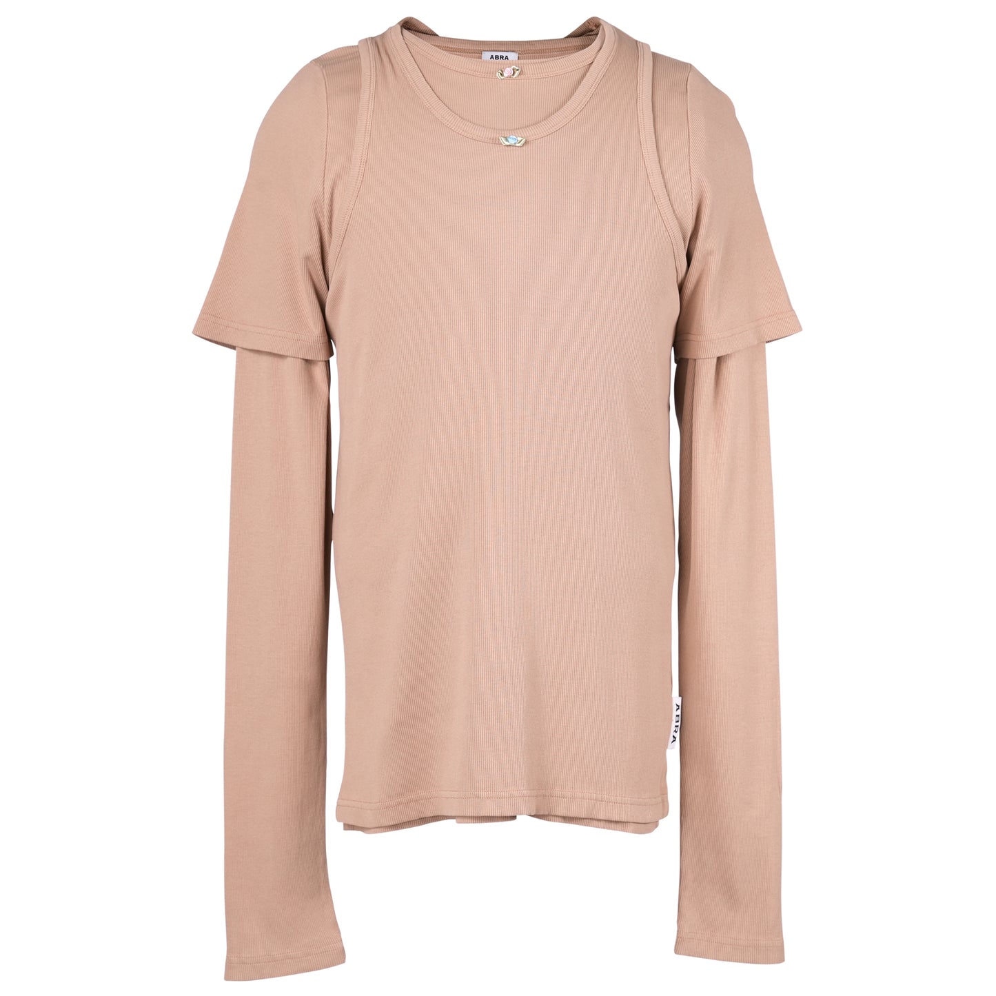 DOUBLE LAYER T-SHIRT / 52:BEIGE