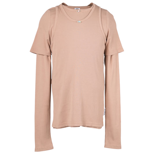 DOUBLE LAYER T-SHIRT / 52:BEIGE