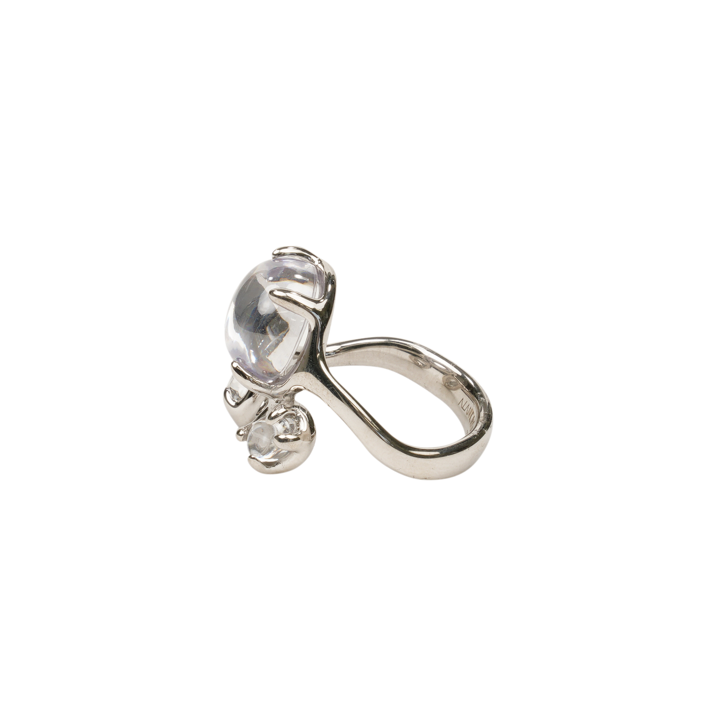 CLEAR DRIP RING / RHODIUM VERMEIL