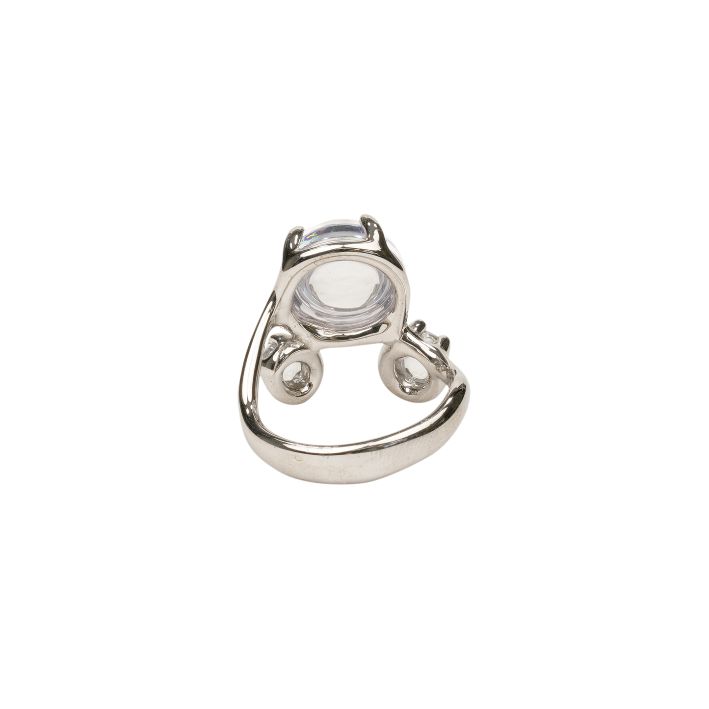 CLEAR DRIP RING / RHODIUM VERMEIL