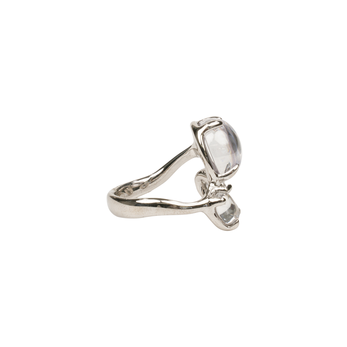 CLEAR DRIP RING / RHODIUM VERMEIL