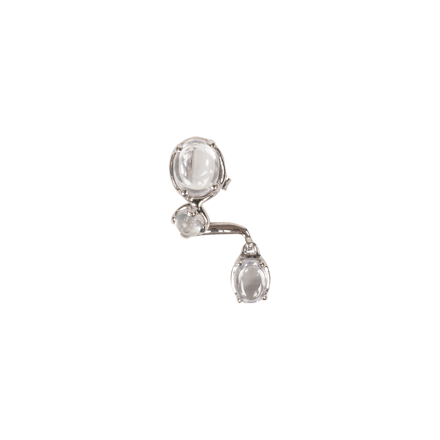 CLEAR DRIP EARRING - R / RHODIUM VERMEIL