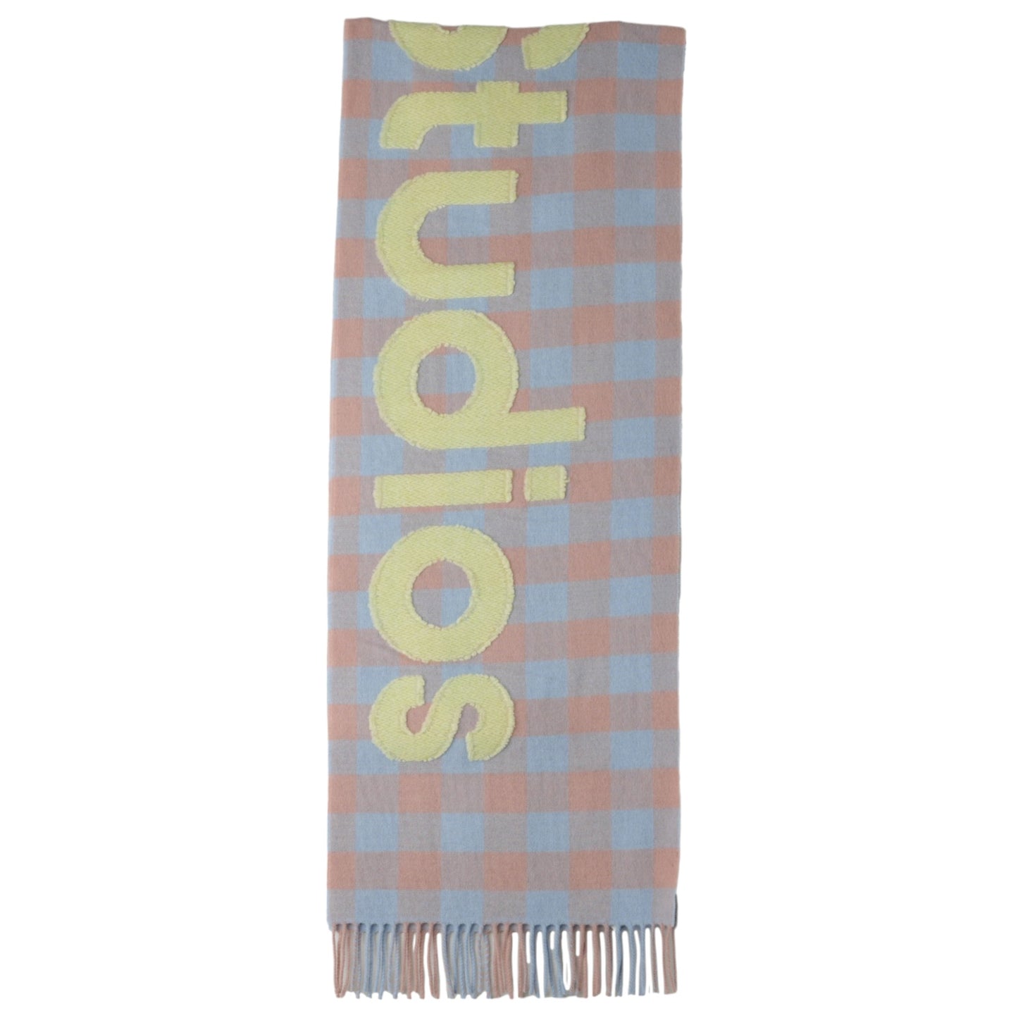 CHECK LOGO SCARF / DM5:CAMEL BEIGE/ACID GREEN