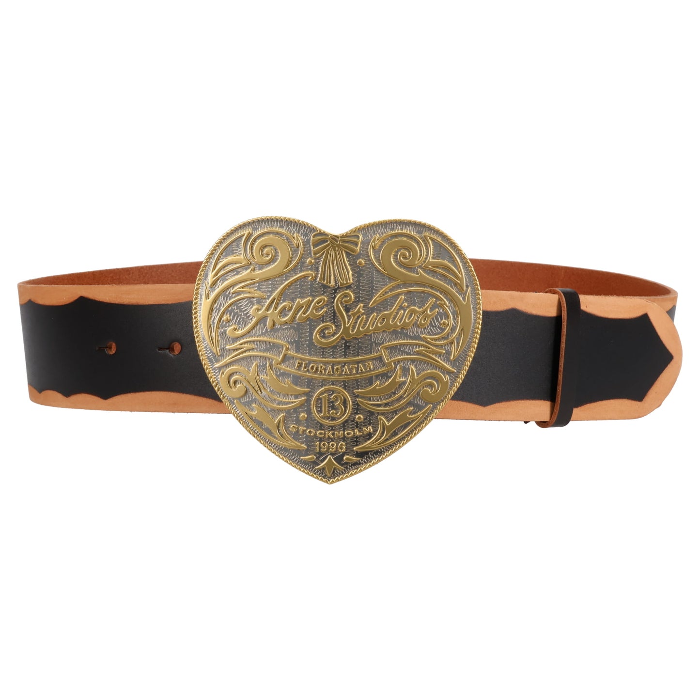 HEART BUCKLE BELT / BLACK/CAMEL