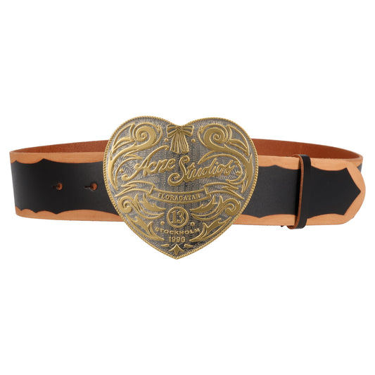 HEART BUCKLE BELT / BLACK/CAMEL