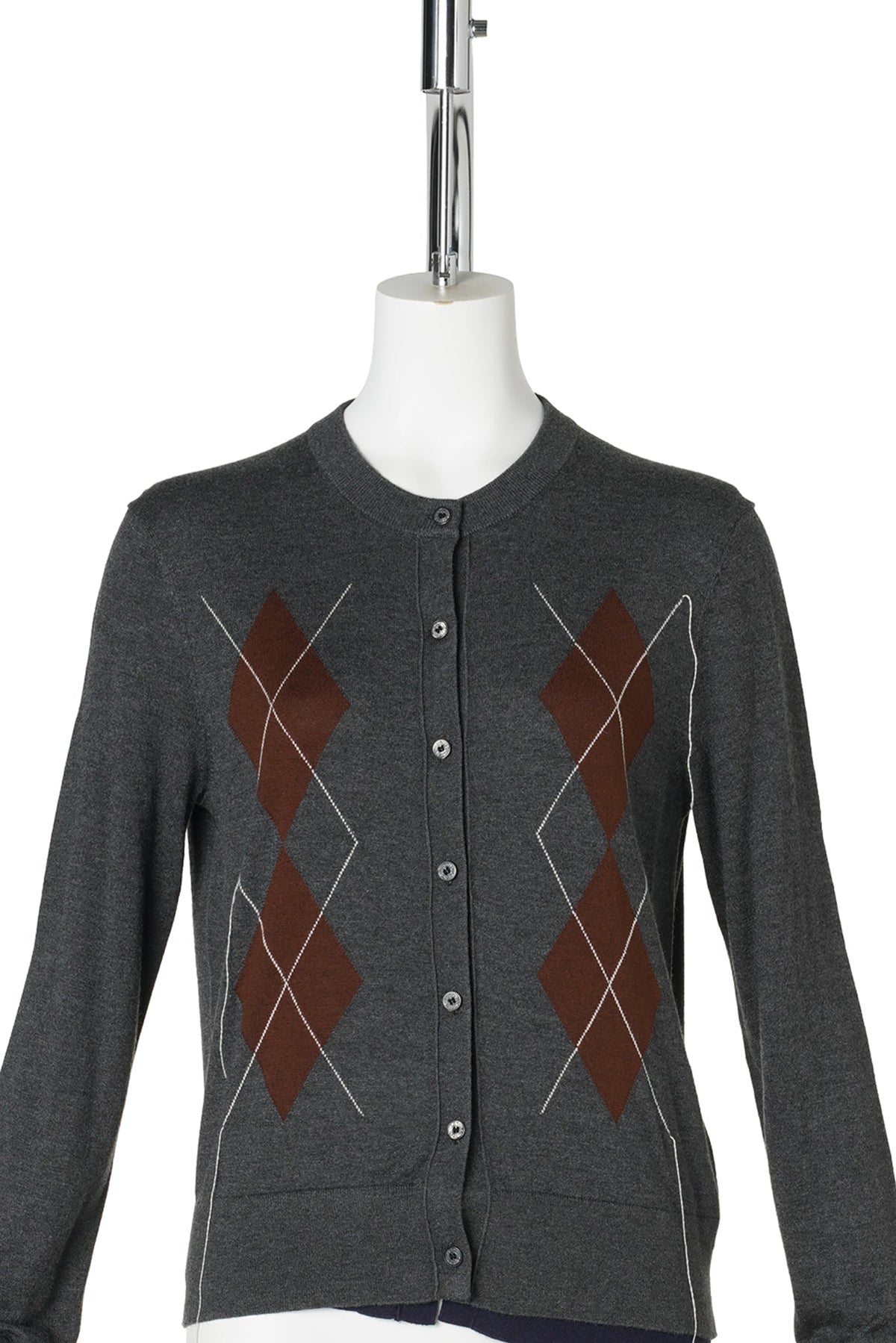 KOHONA SILKY WOOL ARGYLE INSTARSIA / AZ7:DARK GREY/MULTI