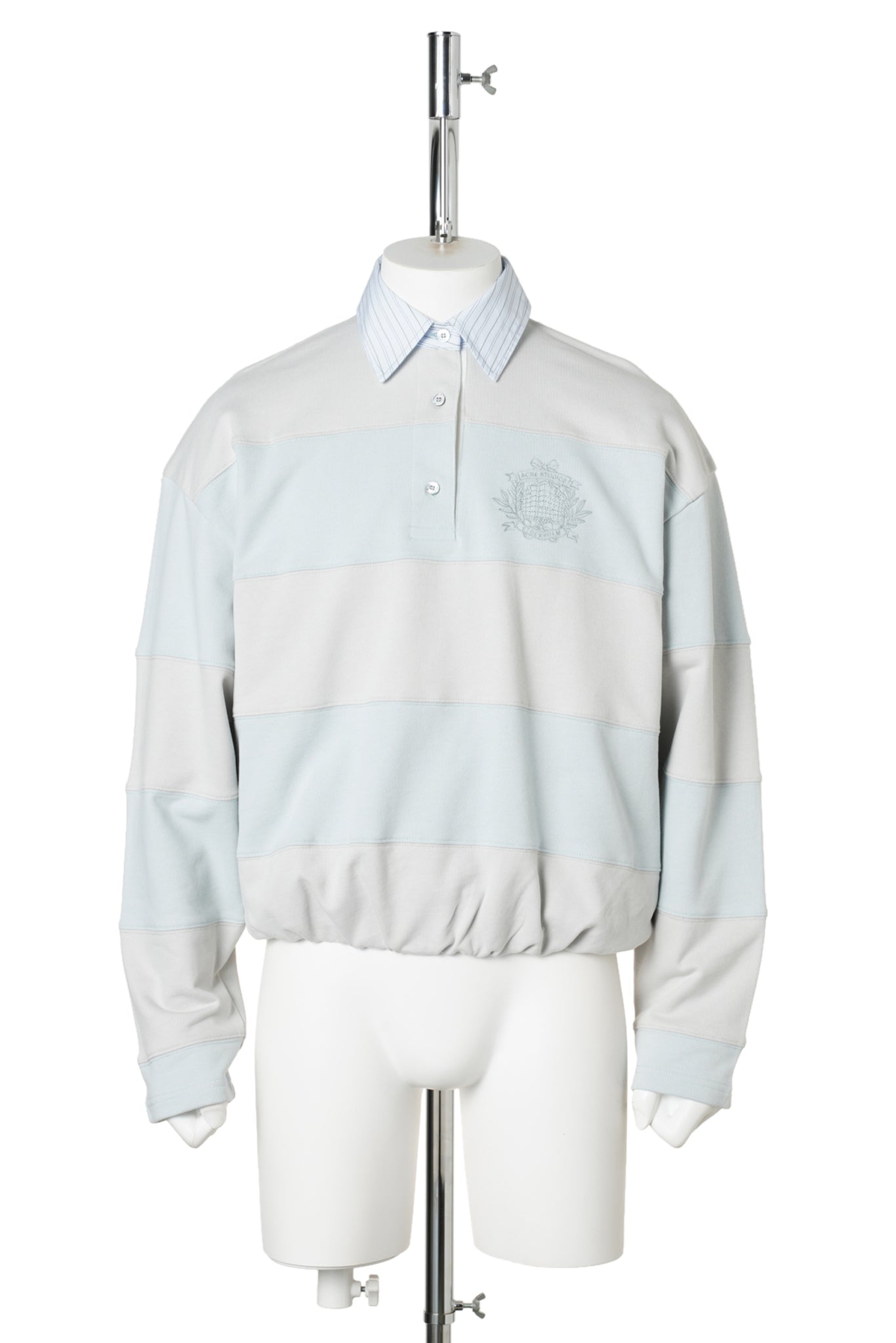 STRIPED POLO SWEATSHIRT / AYG:LIGHT BLUE/GREY