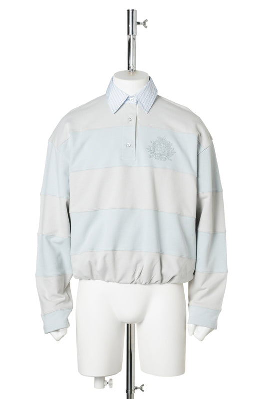 STRIPED POLO SWEATSHIRT / AYG:LIGHT BLUE/GREY