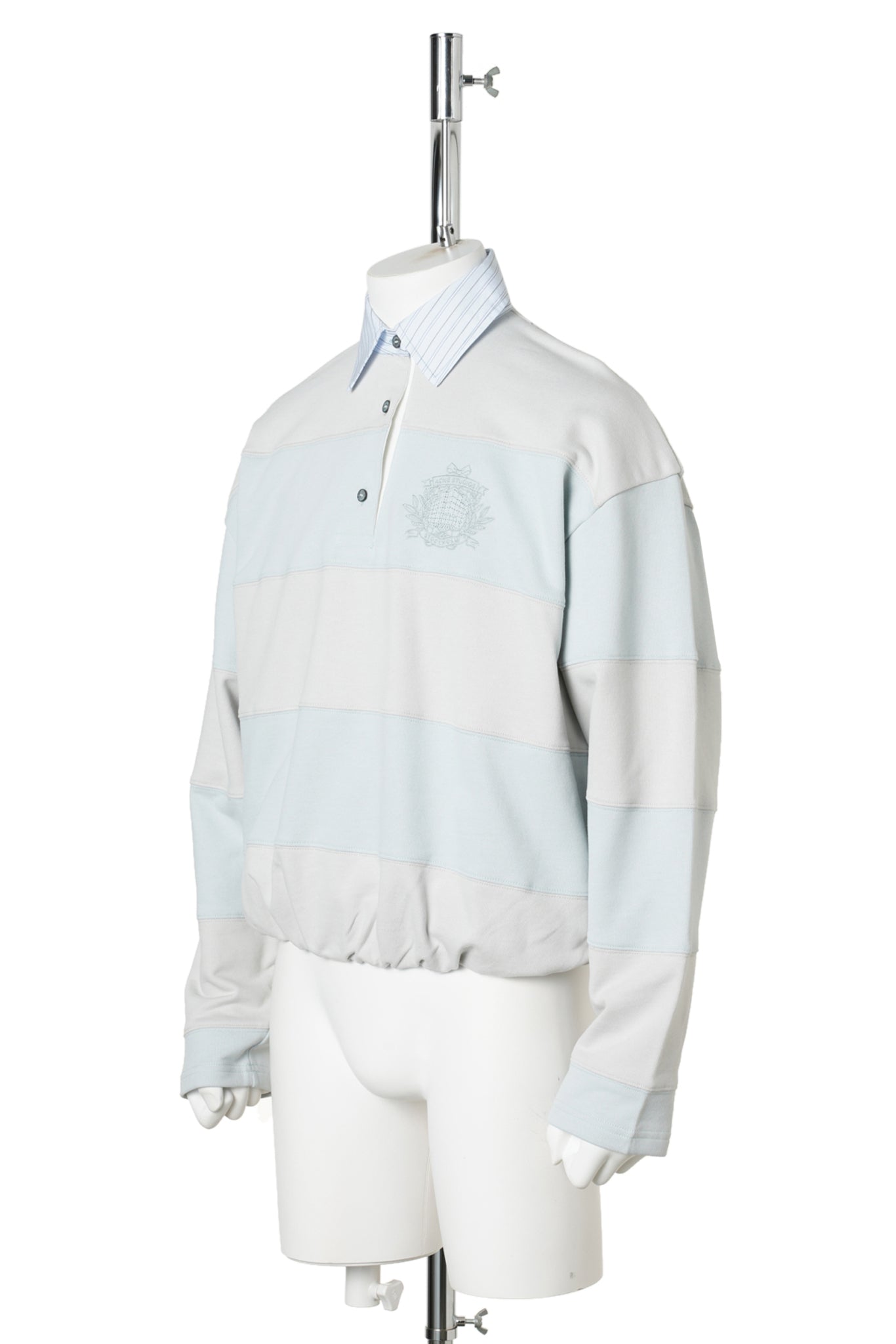 STRIPED POLO SWEATSHIRT / AYG:LIGHT BLUE/GREY