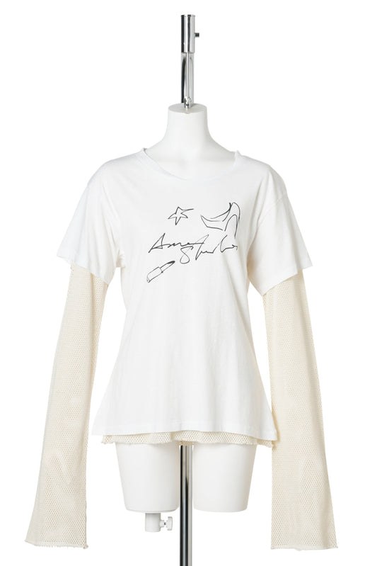 LAYERED MESH T-SHIRT / AEG:OFF WHITE