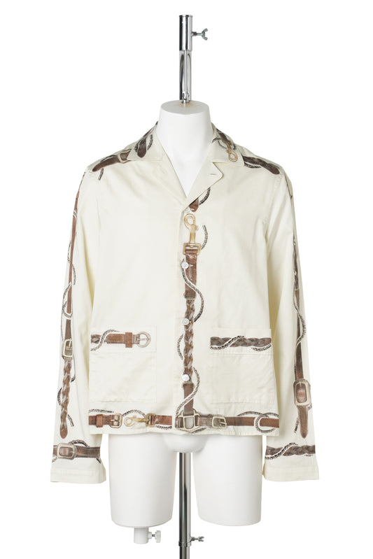 SAMIRO LS HORSE AND BELTS COTTON SATIN / AO0:WHITE/BROWN