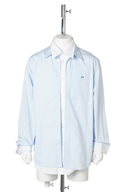 LAYERED POPLIN BUTTON-UP SHIRT / AF2:BLUE/WHITE
