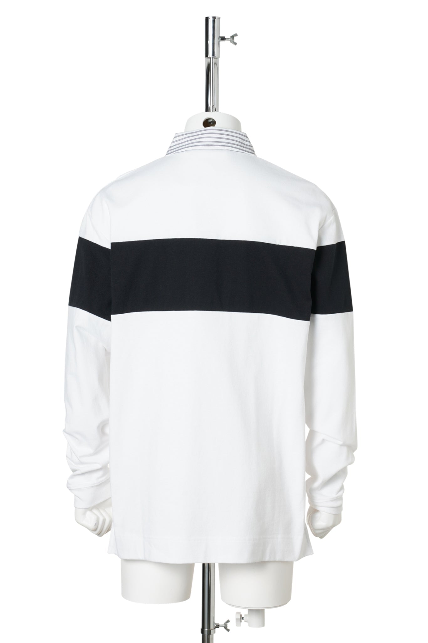 STRIPED POLO SWEATSHIRT / AL4:WHITE/BLACK