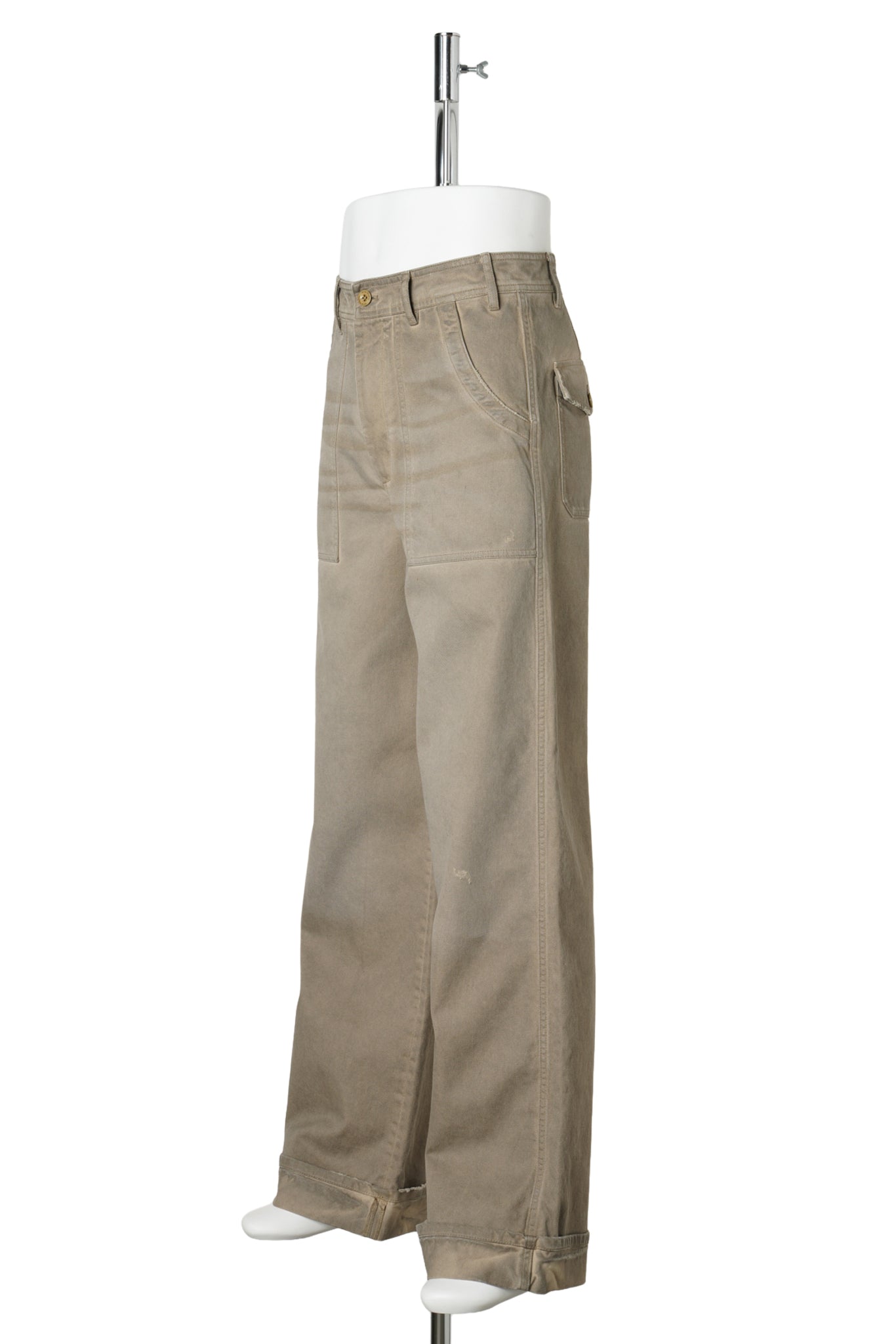 STAINED TWILL TROUSERS / DFJ:CAMEL BEIGE