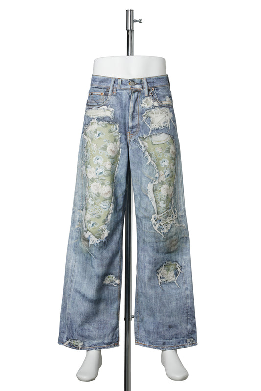 Acne Studios 1981 U TLO DENIM ROSE PRINT MIDSUMMER / AFY:BLUE/GREEN