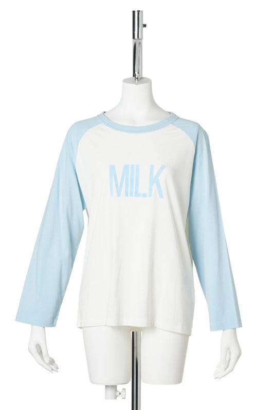 MILK GRAPHIC T-SHIRT / CQJ:PALE BLUE/WHITE