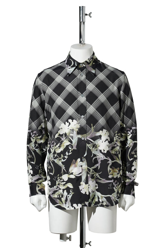 SURRI LS  VISCOSE FLOWER CHECK PRINT / AV7:NAVY MULTI